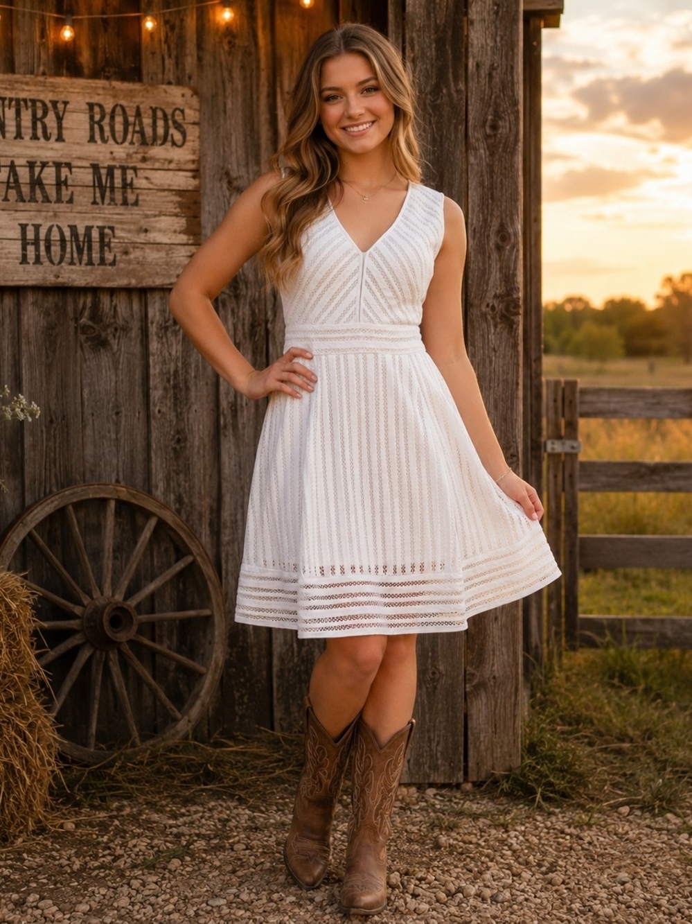J Crew White Lace V-Neck Sleeveless Fit & Flare Dress - Size 2